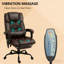 Fauteuil de bureau inclinable à haut dossier, fauteuil de massage à 6 points vibrants avec repose-pieds et télécommande