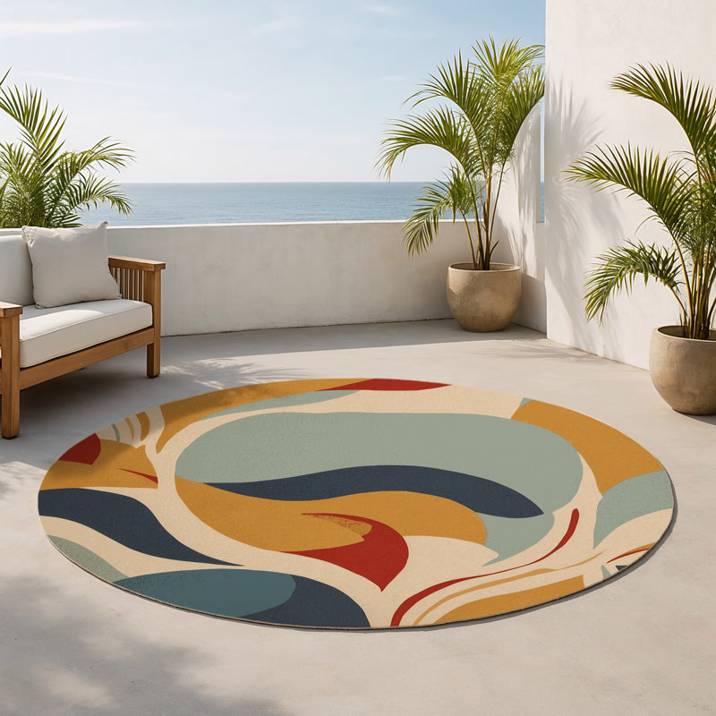 Tapis intérieur et extérieur Perky Sparkle, Rond 5 pi
