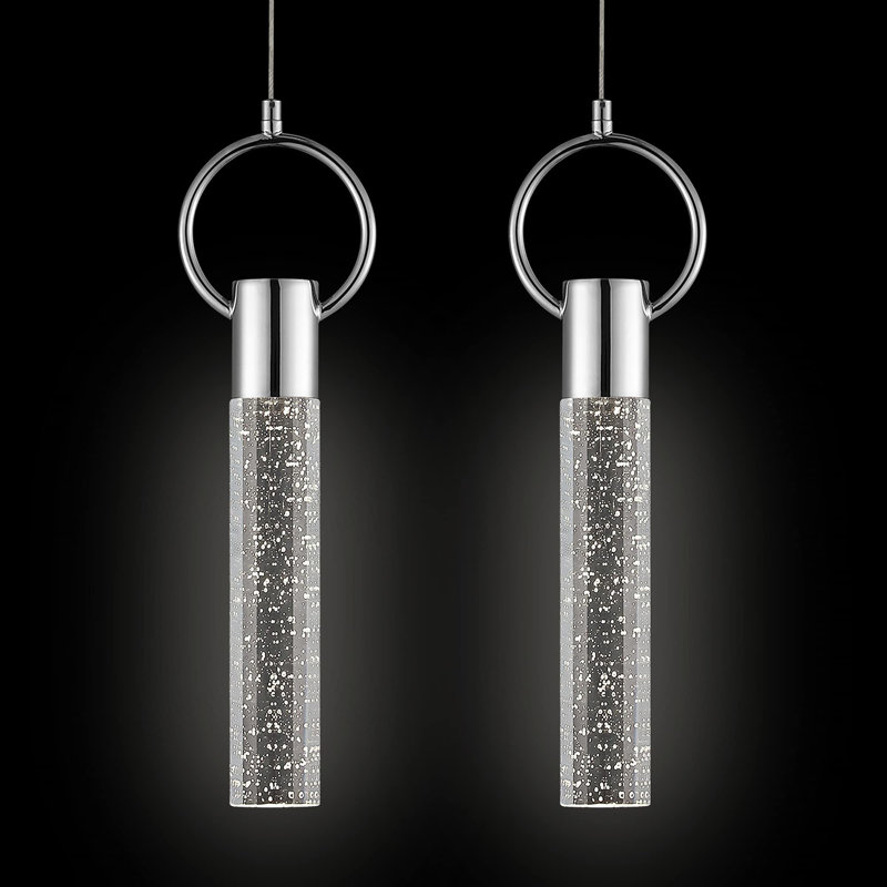Luminaire suspendu en cristal Brevick, Rond, Chrome chrome, 2 lumières