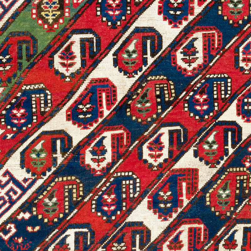 Tapis kazak antique à rayures diagonales Gendje