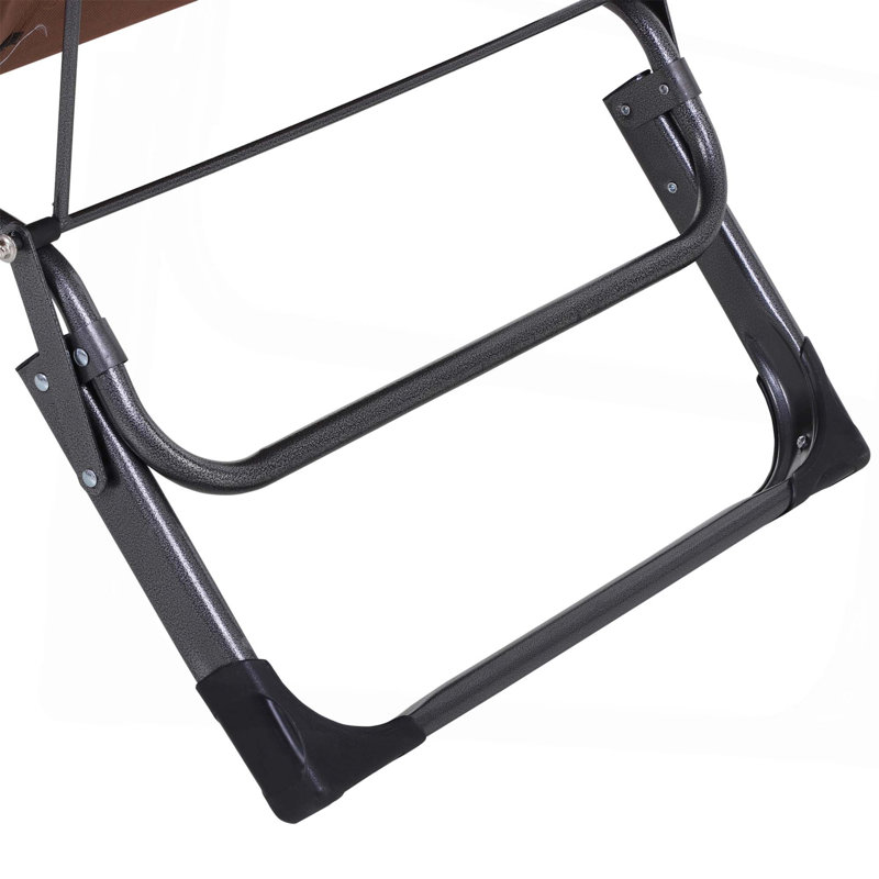 Méridienne pliante réglable 2-en-1 avec coussin et poche pour bronzer en plein air, Brown