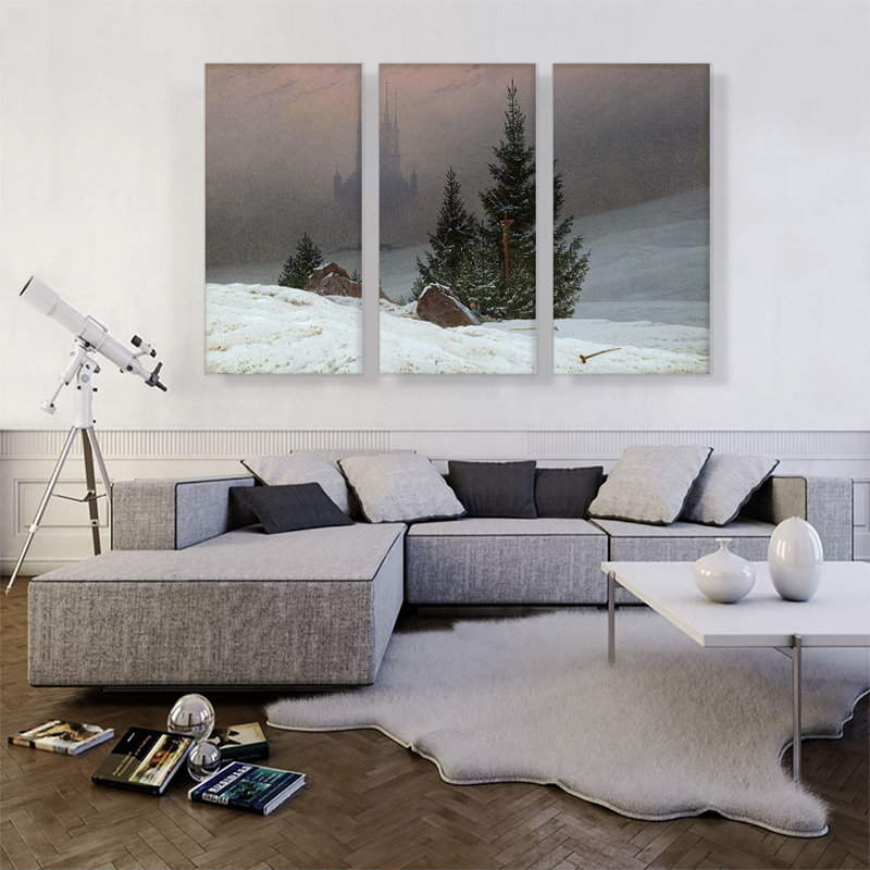«Winter Landscape 1811» par Caspar David Frederick, ensemble de 3 reproductions d'art sur toile tendue