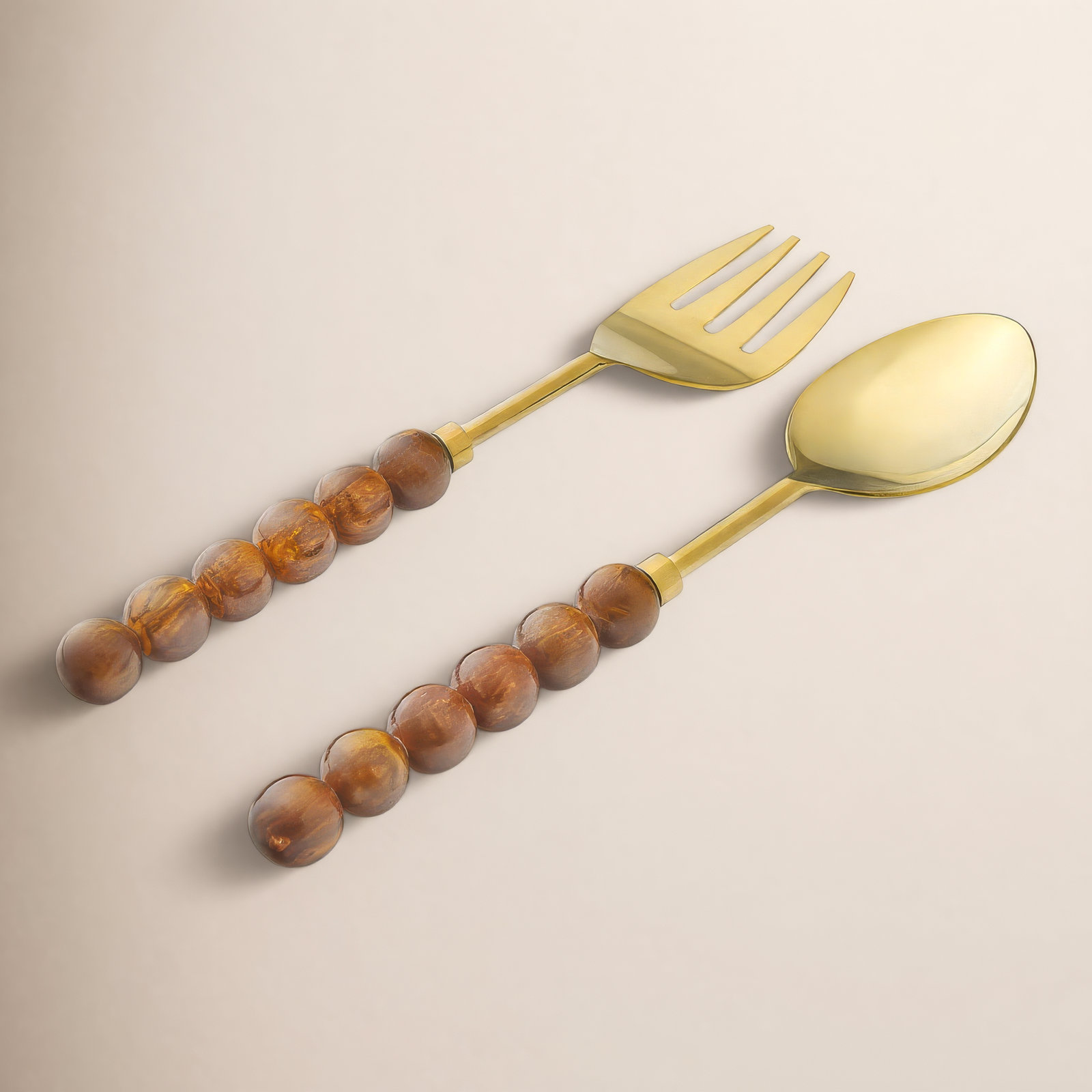 Rathlin Butter Salad Server Set, Brown