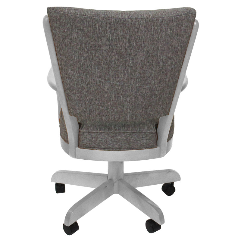 Chaise pivotante en bois avec accoudoirs Gravois, Gris Mojave, Blanc