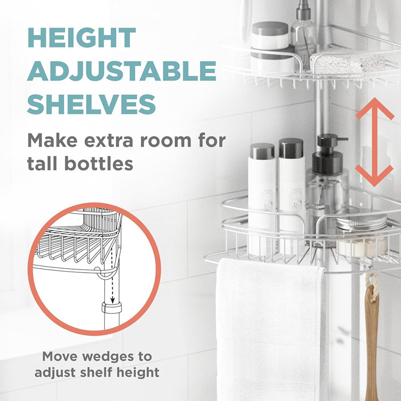 Serviteur de douche en coin avec barre de tension Zenna Home