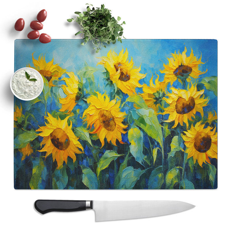 Sunflower Action  Glass Chopping Board