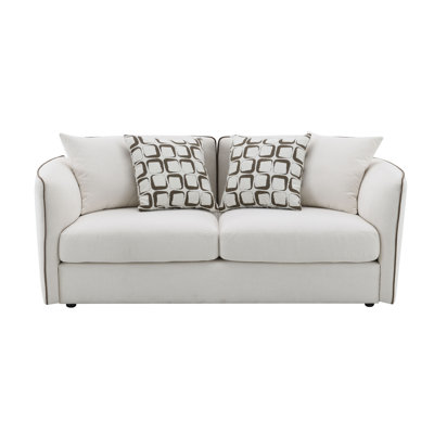 Causeuse en chenille beige avec 4 coussins