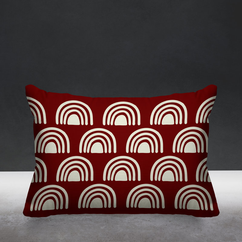 Coussin décoratif intérieur / extérieur Rainbow Boho, Rouge