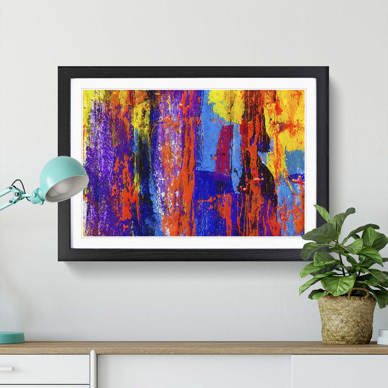 Abstract Vol.475 by S.Johnson - Single Picture Frame Painting, 33cm H x 45cm W x 2cm D, Black Framed
