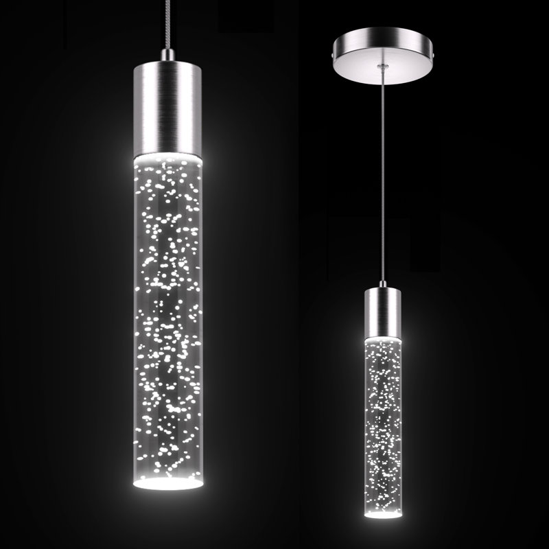 Luminaire suspendu cylindrique à DEL, 1, Nickel brossé