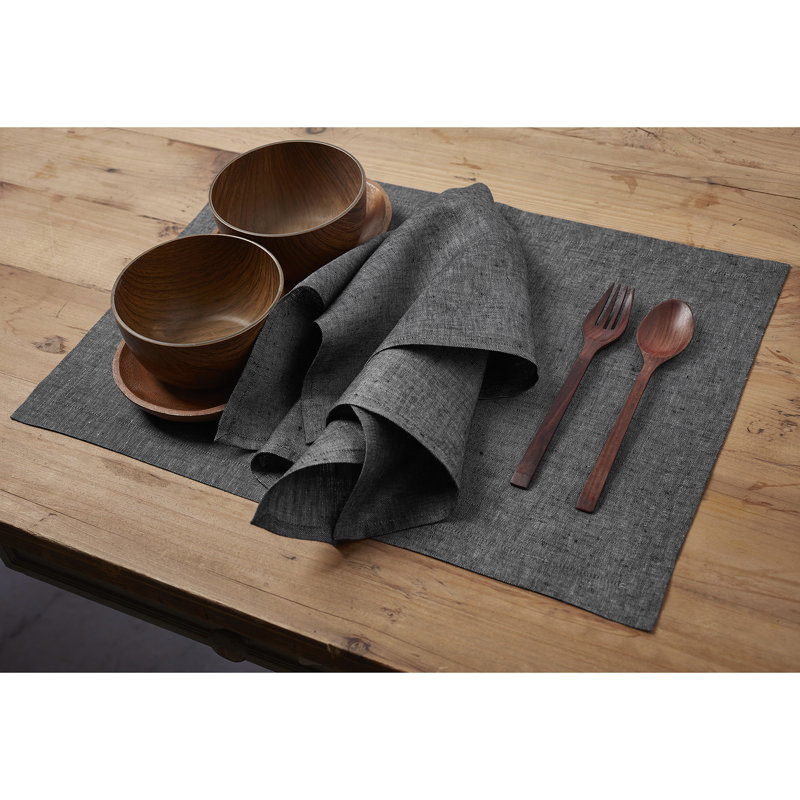 100% Pure Linen Dinner Napkins - Athena, Charcoal Gray