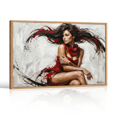 Ensemble de 1 tableau abstrait sur toile représentant une femme