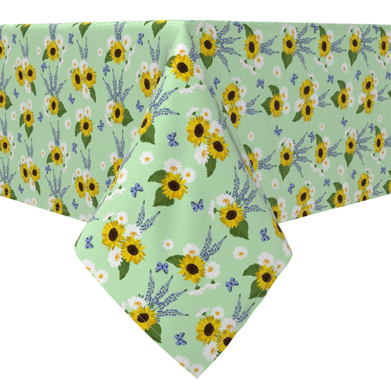 Rectangular Floral Cotton Twill Tablecloth