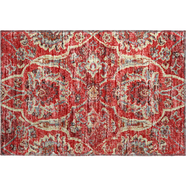 Premium Machine Washable Alliah AMF95 Red Rug