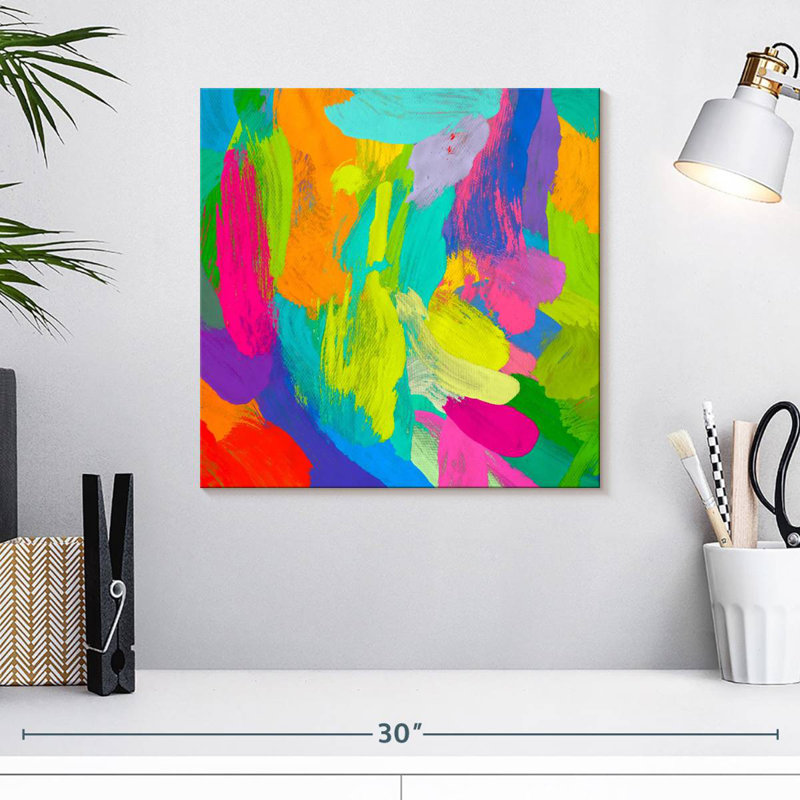 Joyeux abstrait, H 16 po x l 16 po