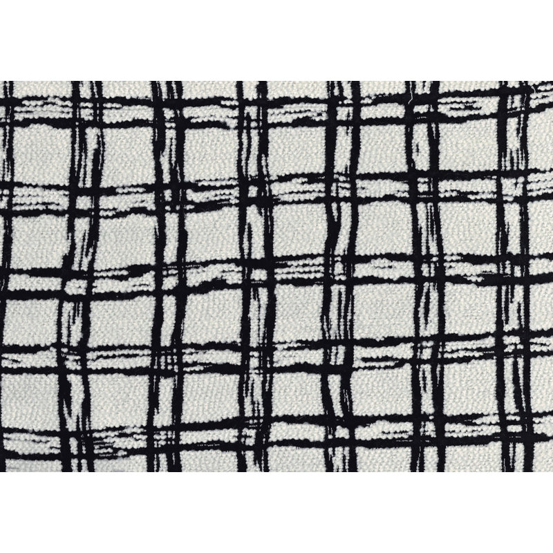 Repose-pieds capitonné moderne en jacquard, Tissu écossais noir / blanc