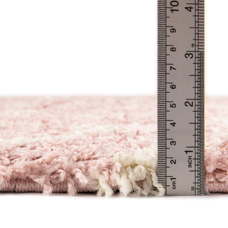 Tapis contemporain de couleur rose Annehild, Rectangle 4 pi x 6 pi