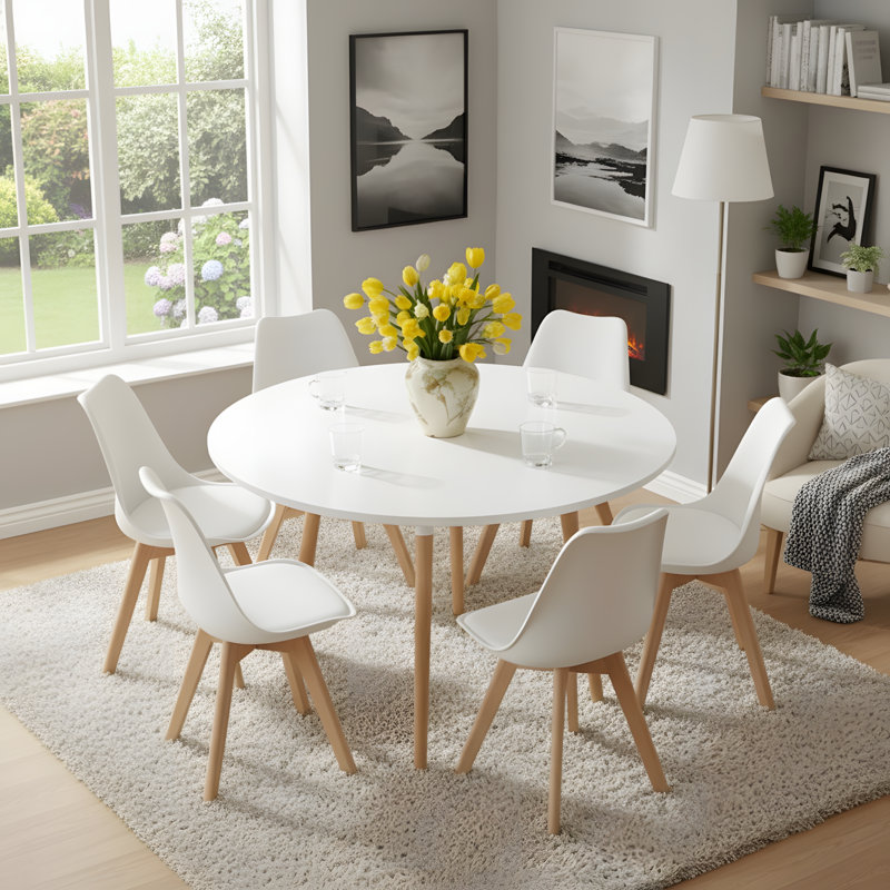 Nero Dining Table, White, 74.5cm H x 100cm W x 100cm D