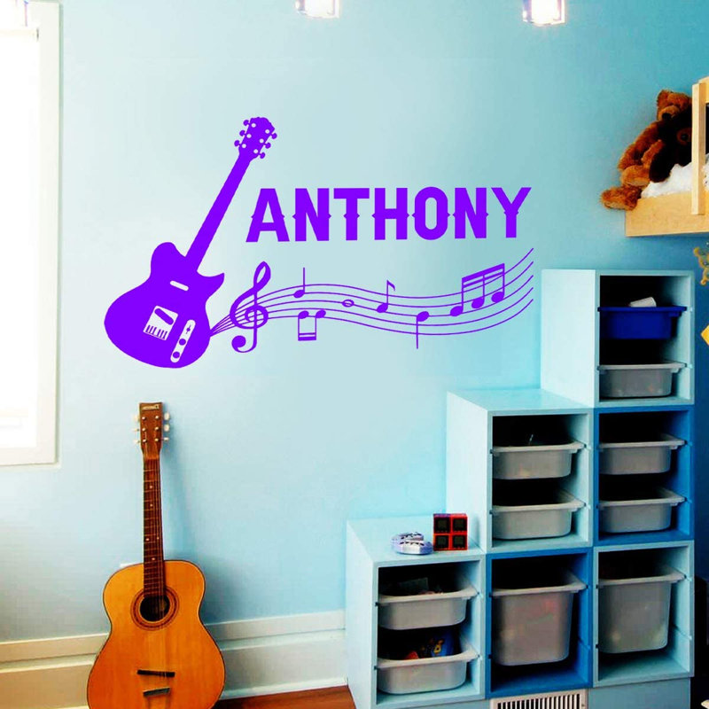 Adhésif décoratif guitare personnalisée, H 17,5 po x l 30 po, Mauve