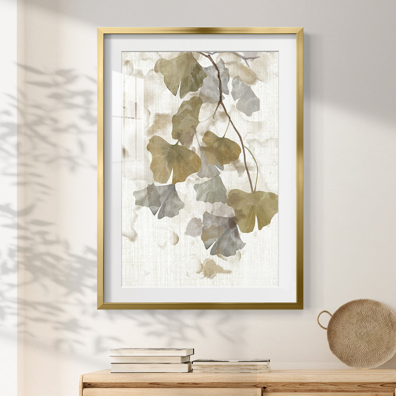 Ginkgo Accent II - impression encadrée, H 28,5 po x l 20,5 po, Doré