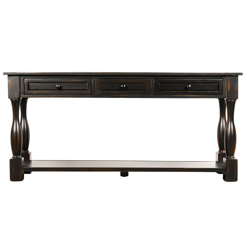Console longue avec tiroirs et tablette Cervantez, Noir