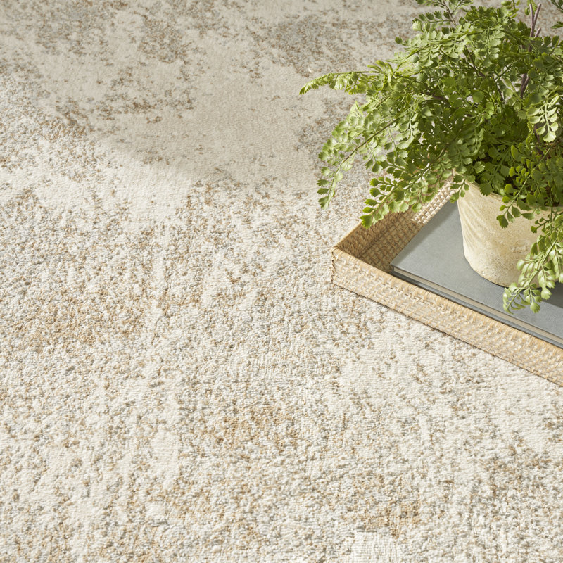 17 Stories Ostrum Ivory Silver Modern Indoor Rug, Rectangle 5'3" x 7'3"