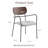 Modern Upholstered Dining Chair With Curved Wood Back, Armrest And Metal Base