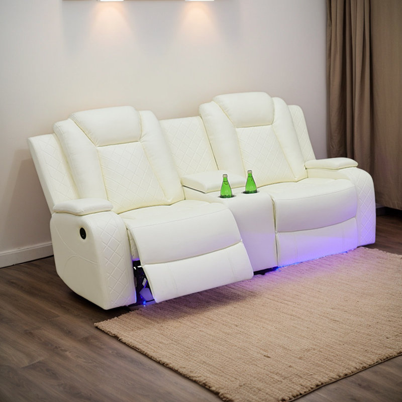 Fauteuil inclinable électrique avec console centrale 73,5 po Tiana, Blanc