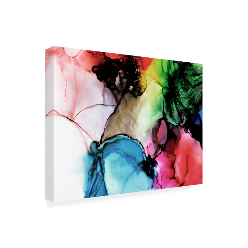 Goree Abstract Multicolor Alcohol Ink,  14" H x 19" W x 2" D