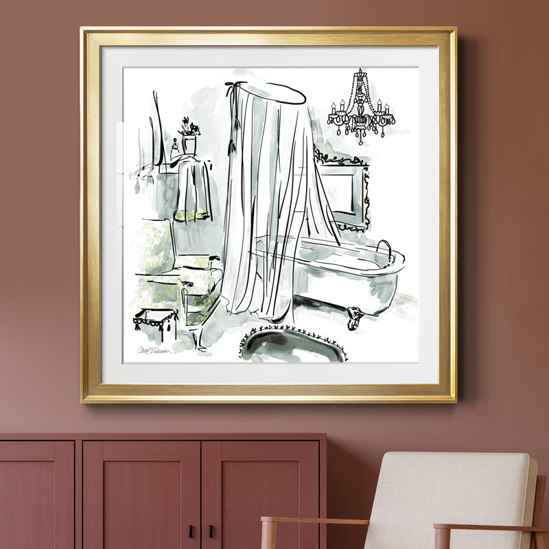 «Opulent Bath I», impression encadrée, Papier encadré doré, H 34,5 po x l 34,5 po x P 1,5 po