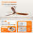 Kemp 60" 3-Solid Wood Blade Indoor/Outdoor Large Ceiling Fan With Remote,no light-840852981