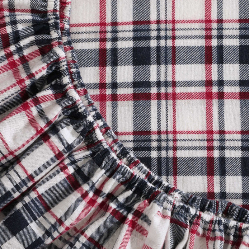 Tommy Hilfiger Glenbrook Plaid Blue Cotton Flannel Sheet Set, King Sheet Set with 2 Pillowcases, Blue/Black Plaid