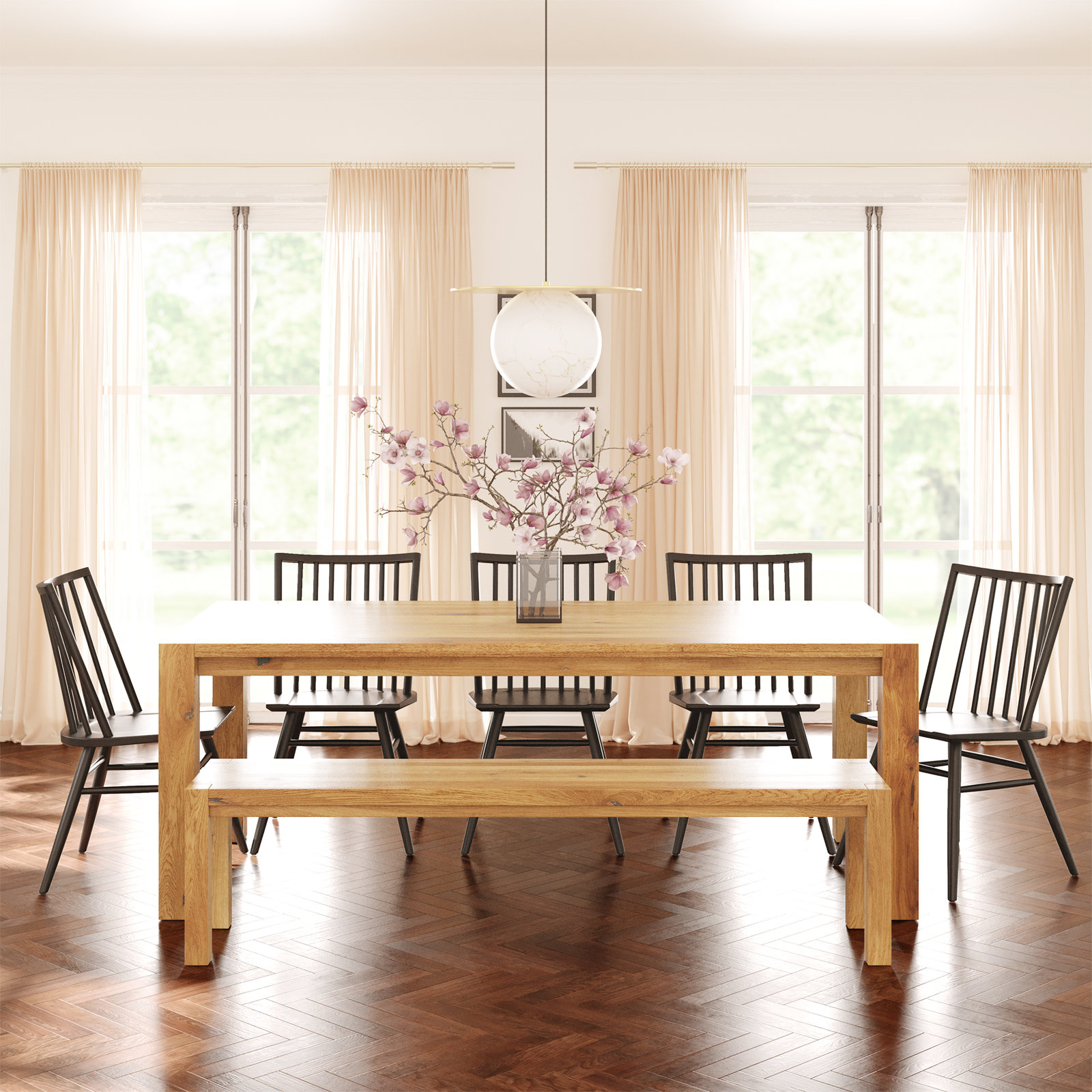Baldemar 71" Dining Bench, Oak