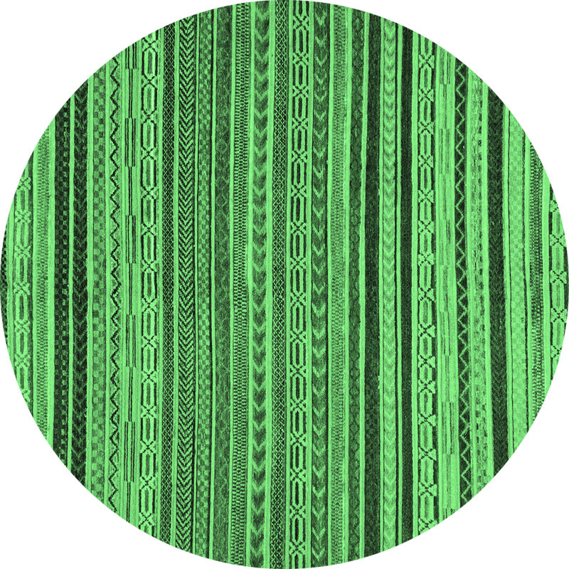 Tapis lavables à la machine à motif abstrait vert émeraude 2306, Rond 7 pi