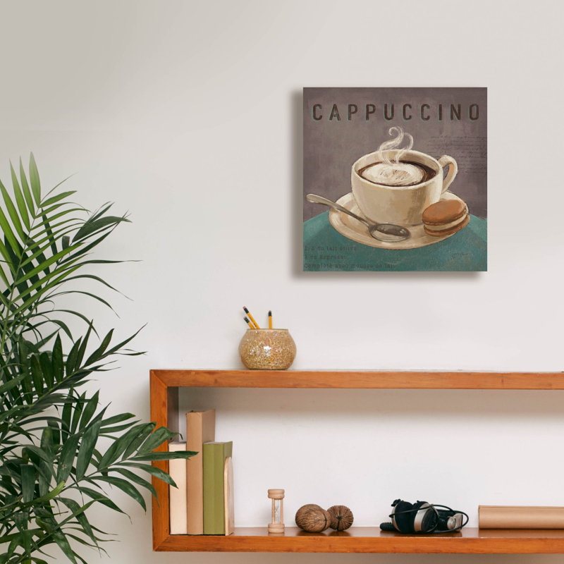 Art mural sur toile Winston Porter «Coffee And Co 1 Teal and Gray» par Janelle Penner, H 12 po x l 12 po x P 0,75 po