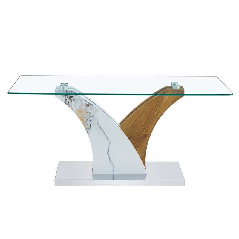 Table basse rectangulaire en verre trempé
