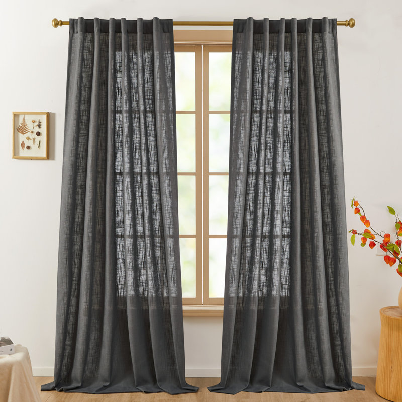 Semi Sheer Curtain Single Panel, Gray, 52" W x 96" L