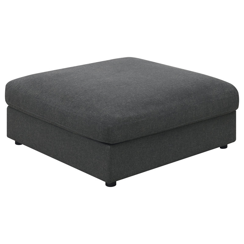 Artzt Square Upholstered Ottoman Charcoal, Charcoal