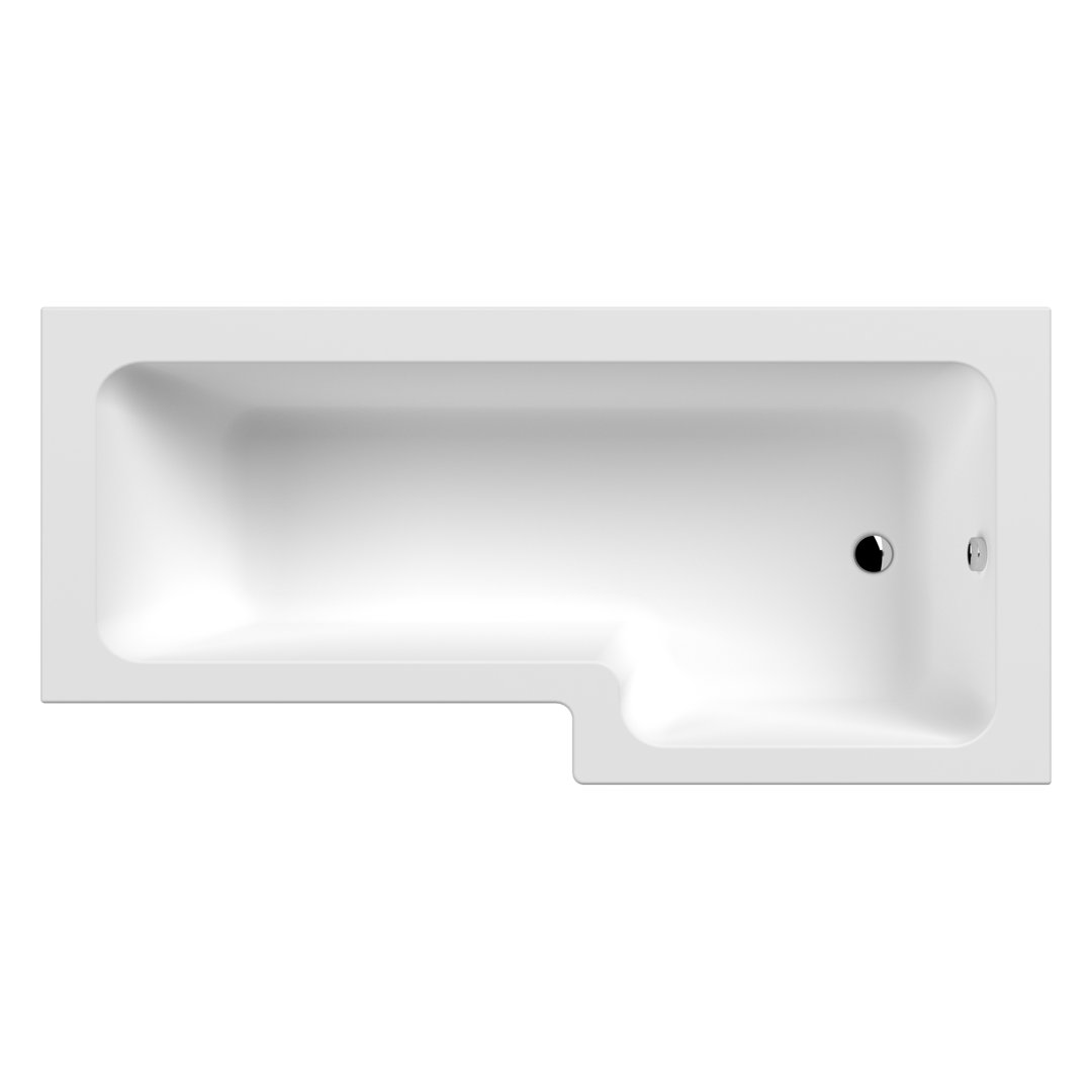 B&Q - Right Hand Square Shower Bath With LegsAcrylic Modern Deep Soaking L Shape Bath TubSpace-Saving Design In White1800mm - Image 3