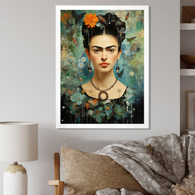 «Teal Coral Mexico Art», reproduction d'art sur toile encadrée, art mexicain