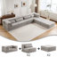 Canapé d'angle modulaire sans ossature, Mahjong à compression, - Gris, Lit de sol convertible, 4 places, Polaire circulaire, Mousse à mémoire de forme haute densité, Aucun assemblage requis, Détente à la maison, Canapé modulaire gris à 2 places-1725755509