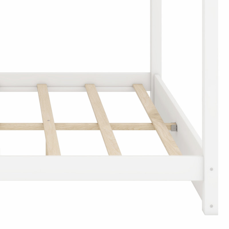 Lit superposé en bois traditionnel avec échelle, White