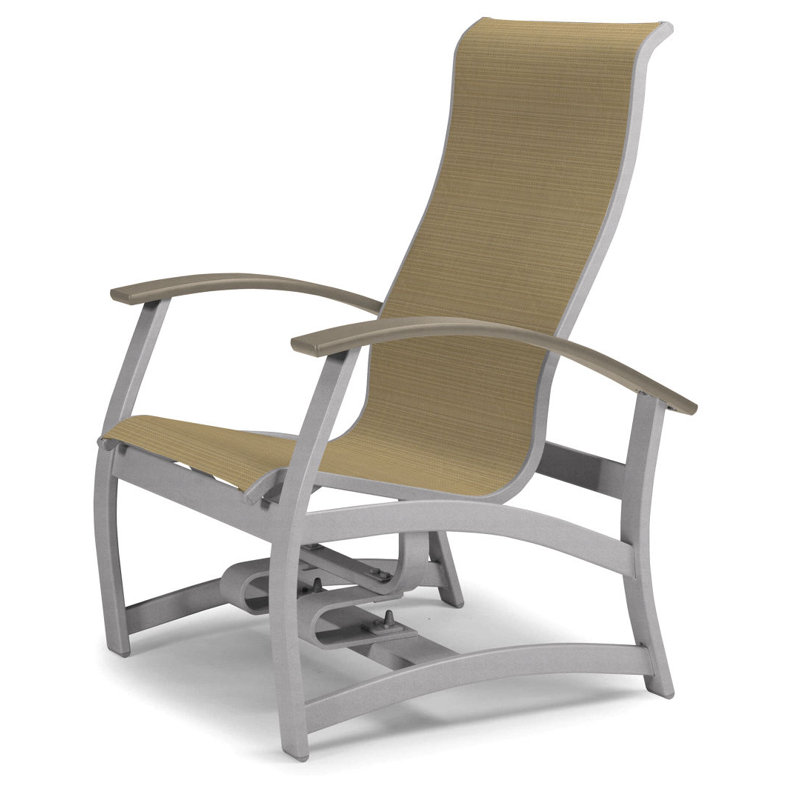 Askar Swivel Powder Coated Aluminum Outdoor Lounge Chair, Navy 13D Sunbrella®, Desert P60, Textured Silver