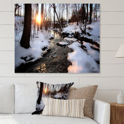 «Winter Creek At Sunset», reproduction d'art sur toile traditionnelle