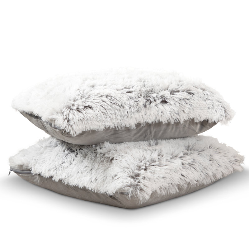  Housse et insert d'oreiller carré, Gris, Carré 18 po