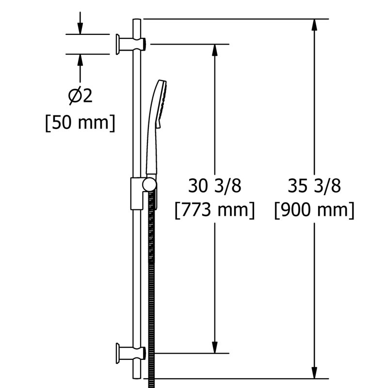 Riobel Handshower Set With 35" Slide Bar and 3-Function Handshower, Polished Nickel
