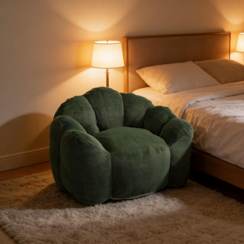 Fauteuil à billes avec coussins à compression Lotus pour adultes, fauteuil avec coussins et accoudoirs, Vert