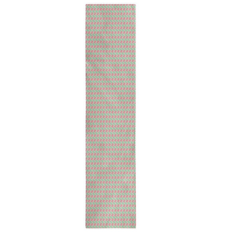 Chemin de table fêtest hol, L 90 po x l 16 po, Mélange de coton, Vert / Rouge