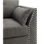 Chaise en lin gris anthracite avec 3 coussins, siège à ressorts ensachés, pieds en bois, garniture cloutée, siège sans bouton, structure en eucalyptus, accents