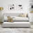 Twin Size Daybed With Trundle, Upholstered Tufted Sofa Bed, Elegant Button Back And Copper Nail Waved Arms-610602682-610602680